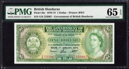 British Honduras Government 1 Dollar Pick 28c dated Belize 1st January 1973 serial number G/6 733867. PMG 65 EPQ