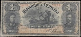 Canada Dominion of Canada 1 Dollar Pick 24Ab (DC-13c) Fine and Scarce variety with vertically printed word "ONE" at left and right on reverse curves o...