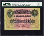 East Africa Currency Board 100 Shillings = 5 Pounds Pick 31b dated Nairobi 1st October 1949 serial number C/7 70614 4 signatures. A Thomas De La Rue p...