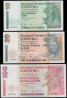 Hong Kong Standard Chartered Bank (3) examples of the Mythical Animals & Blossom issues all dated 1st January 1994 and UNC comprising 10 Dollars Pick ...