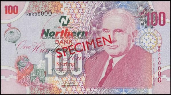 Ireland (Northern) Northern Bank 100 Pounds SPECIMEN Pick 209s (as BY NI. 656; P...