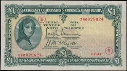 Ireland (Republic) Currency Commission Lady Lavery 1 Pound 'War Code' Letter B in red Pick 2C (PMI LTN18, BY E078) dated 6th August 1941 series 01M 02...