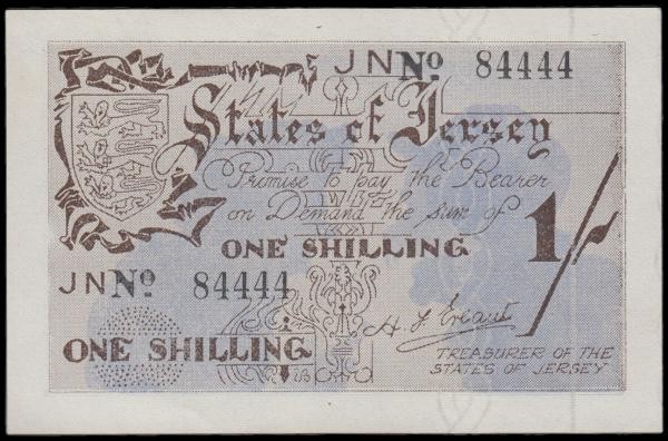 Jersey Treasury of the States 1 Shilling Pick 2a (BY JE2) World War II German Oc...