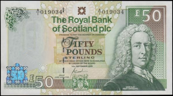 Scotland The Royal Bank of Scotland plc 50 Pounds Pick 367 (BY SC871; PMS RB107)...