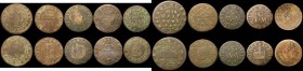 Halfpennies 17th Century (5), Farthings 17th Century (5) includes examples from London, Essex, Bedfordshire, Kent, Gloucestershire, Hertfordshire, Som...