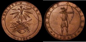Halfpenny 18th Century Warwickshire - Birmingham 1796 Meriden Obverse: An Archer shooting, Reverse: The Prince of Wales crest, radiated, over a bow, q...