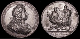 Coronation of George I 1714 34mm diameter in silver by J.Croker, Eimer 470 the official Coronation issue, Obverse Bust right armoured and draped GEORG...