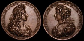 Coronation of William and Mary 1689 38mm diameter copper undated Obv. Right facing bust of William WILH. III.D.G.ANG..SCO FR.ET.HIB.REX.DEF.FID Rev. l...