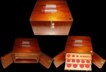 Coin Cabinet professionally made 290mm x 295mm x 170mm lockable with key, takes 14 trays, only 9 are present, these to take varying coin sizes, almost...