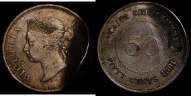 Mint Error - Mis-Strike Straits Settlements 50 Cents 1891 KM#13 the coin has a split flan, done sometime after minting as both faces of the coin are c...
