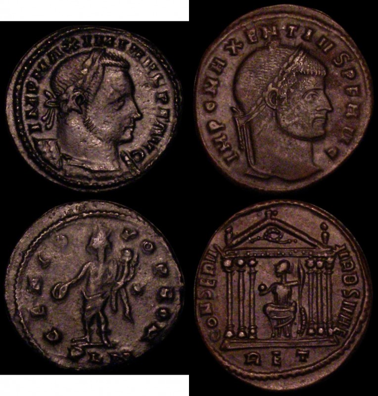 Roman (2) Follis Maxentius (306-312AD) Obverse: Bust right, laureate IMP C MAXEN...