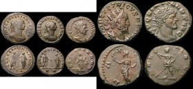 Roman Ae Antoninianii (5) Aurelian (270-275AD) Obverse: Bust right radiate and cuirassed, IMP C AVRELIANVS, Reverse: Emperor standing right, clasping ...