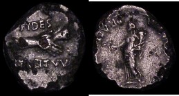 Roman plated Denarius Vitellius (69AD) Obverse: Victory left, VICTORIA AVGVSTI Reverse: Clasped hands FYDES EXCITVVM RIC 11B, 1.8 grammes, Fine with s...