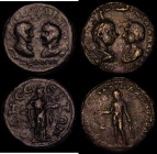 Roman Provincial (2) Ae5 Gordian III and Tranquillina, Thrace, Odessus, (241-244AD) Assaria. Obverse: facing busts of Gordian III left and Tranquillin...