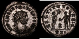 Roman Silvered Antoninianus Probus (276-282AD) Obverse: Bust right radiate and draped, IMP C M AVR PROBVS P P AVG, Reverse: Female standing, presentin...