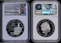 Five Pound Crown 2017 Queen Elizabeth II Sapphire Jubilee Silver Proof Piedfort S.L51 Reverse: The Imperial State Crown MY WHOLE LIFE, WHETHER IT BE L...