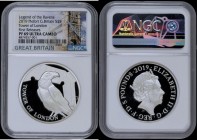 Five Pound Crown 2019 Tower of London - Legend of the Ravens Silver Proof Piedfort S.L73 in an NGC holder - First Releases - graded PF69 Ultra Cameo, ...