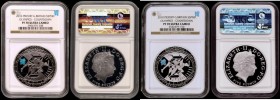 Five Pound Crowns 2010 2-Year Countdown to the London Olympics S.4921 Silver Proof Piedforts with the blue Olympic logo on each reverse, each in NGC h...