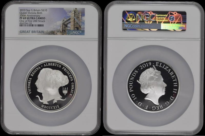 Ten Pounds 2019 200th Anniversary of the Birth of Queen Victoria 5oz. Silver Pro...