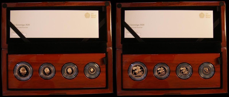 United Kingdom 2020 Gold Proof 4-coin collection comprising Gold Two Pounds, Sov...