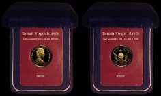 British Virgin Islands $100 1978 Coronation Jubilee KM23 Proof FDC in the Franklin Mint presentation box of issue (AGW .2054)