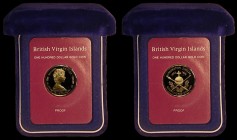 British Virgin Islands $100 1978 Coronation Jubilee KM23 Proof FDC in the Franklin Mint presentation box of issue (AGW .2054)