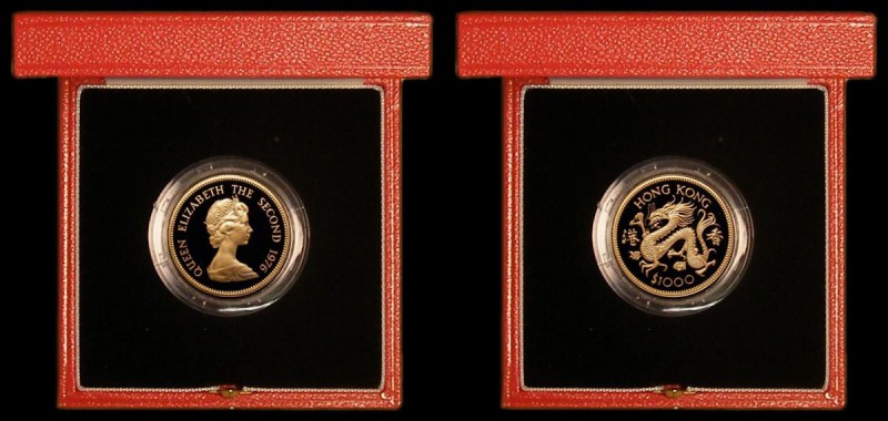 Hong Kong $1000 1976 Year of the Dragon KM#40 Gold Proof FDC in the red case of ...