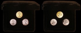 Isle of Man One Pound 1979 a 3-coin set containing examples struck in Platinum, Silver, Virenium nFDC to FDC in the Pobjoy Mint box of issue with cert...