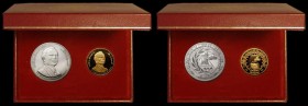 Jordan Proof set 1980 a 2-coin set comprising Gold 40 Dinars 1980 (AH1400) 15th Century Hijrah Calendar Gold Proof KM#45 and Silver 10 Dinars 1980 (AH...