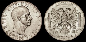 Albania 10 Lek 1939R KM#34 UNC or near so and lustrous, scarce