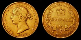 Australia Half Sovereign 1863 Marsh 388 Fine/Near Fine a collectable example for the grade, always a popular series and scarcer than catalogue values ...