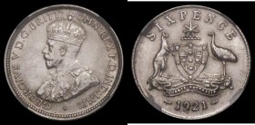 Australia Sixpence 1921 (M&S) KM#25 in an NGC holder and graded MS62