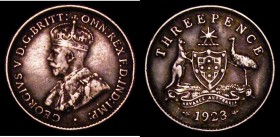 Australia Threepence 1923 KM#24 NVF toned once lightly cleaned