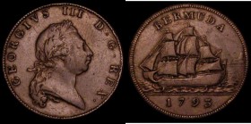 Bermuda Penny 1793 Double Pennant to central flag KM#5 About Fine/Good Fine with some scratches in the reverse field