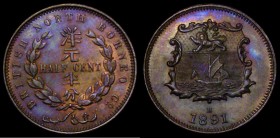 British North Borneo Half Cent 1891H KM#1 UNC and nicely toned