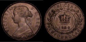 Canada - Newfoundland One Cent 1880 Narrow or Oval 0 in date KM#1 (see illustrations in Charlton, page 35) Good Fine with some edge nicks, a very rare...