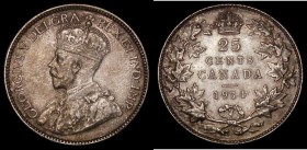 Canada 25 Cents 1914 KM#24 About EF/GVF and nicely toned the jewels on the crown all struck up