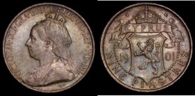Cyprus 9 Piastres 1901 KM#6 About EF with attractive olive and gold toning, a notoriously difficult coin to find in any grade above Fine, higher grade...