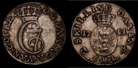 Denmark 2 Skilling 1781 CHL KM#631.2 NEF with original surfaces and a hint of gold tone