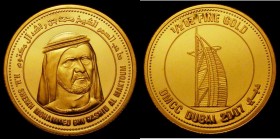 Dubai Medallic issue, Gold Half Ounce 2007 'Visions on Dubai' series, Obverse: H.H Sheikh Mohammed Bin Rashid Al-Maktoum, issued by the Dubai Multi Co...