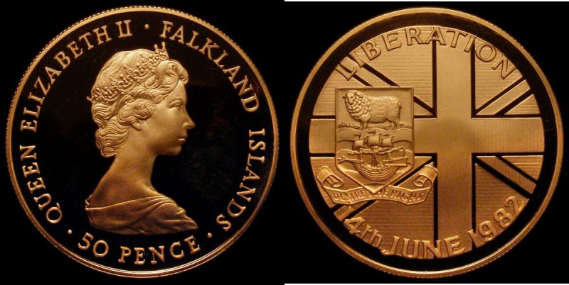 Falkland Islands Fifty Pence 1982 Liberation of the Falkland Islands Gold Proof ...