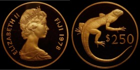 Fiji $250 1978 Conservation Series - Banded Iguana KM#43 Gold Proof, two very small contact marks on the reverse and a few light hairlines, only 810 p...