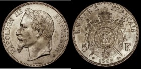 France 5 Francs 1868A KM#799.1 GEF with some small rim nicks and small tone spots