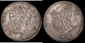 German States - Bavaria 30 Kreuzer 1728 Karl Albrecht KM#402 Munich Mint, Bold and clear Fine