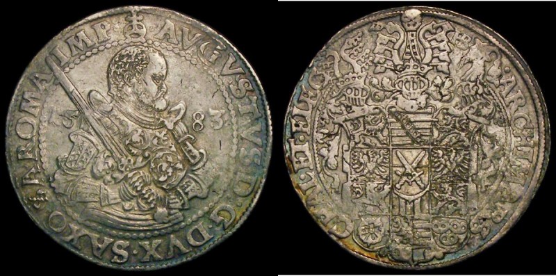 German States - Saxony-Albertine Thaler 1583 MB#208 VF/Near VF a pleasing and ev...