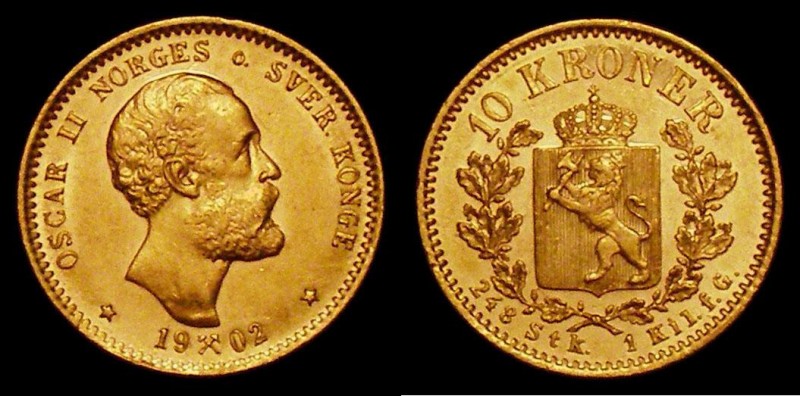 Norway 10 Krone Gold 1902 KM#358 About EF/NEF and lustrous, a Very Rare one-year...