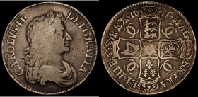Crown 1671 VICESIMO TERTIO, ESC 43, Bull 386, VG, the reverse better, with some double striking to the date and legend on either side