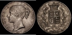 Crown 1847 Young Head ESC 286, Bull 2567 VF toned, the obverse with some contact marks, the reverse pleasing for the grade