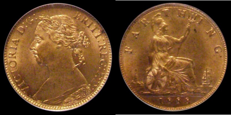 Farthing 1888 Freeman 560 dies 7+F Choice UNC with around 75% original lustre, i...