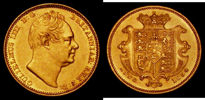 Half Sovereign 1834 Small flan diameter of 17.9mm, Marsh 410 EF and lustrous, th...